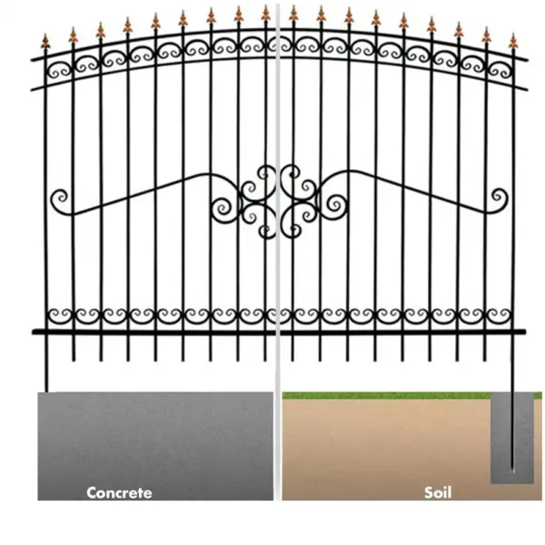 Galvanized Steel Picket Fence Wrought Black Iron Fence Garden Use