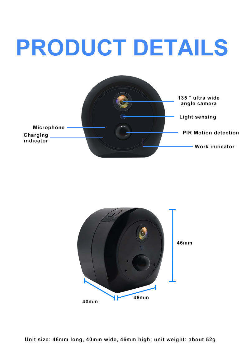 1080p Wifi Camera Home Security Camera Small Wireless Surveillance Camera Mini Camcorder Hd Night Vision