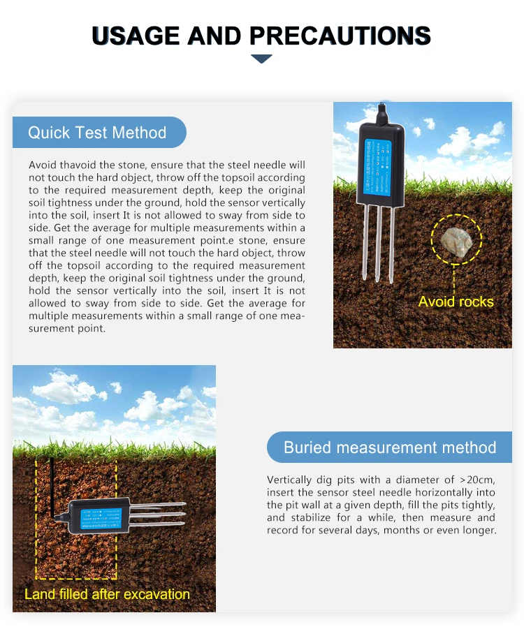 3 in1 Soil Moisture Temperature EC Conductivity Sensor IP68 RS485 Soil Meter Sensor