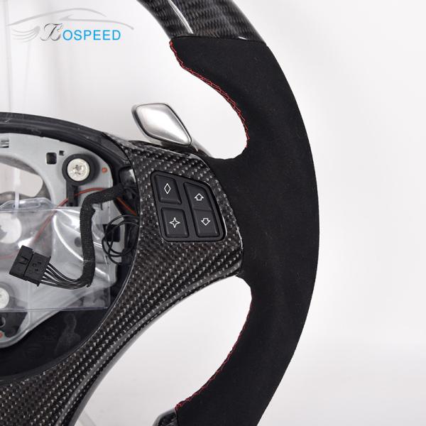 White Stitching Alcantar BMW Carbon Fiber Car Steering Wheel Leather Toray Twill