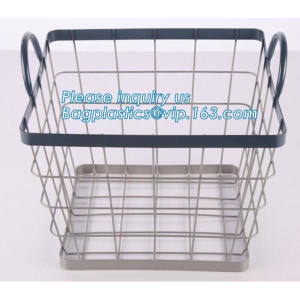 decorative laundry metal wire material storage basket, Vintage Metal Chicken Wire Removable Fabric Hanging Storage Baske