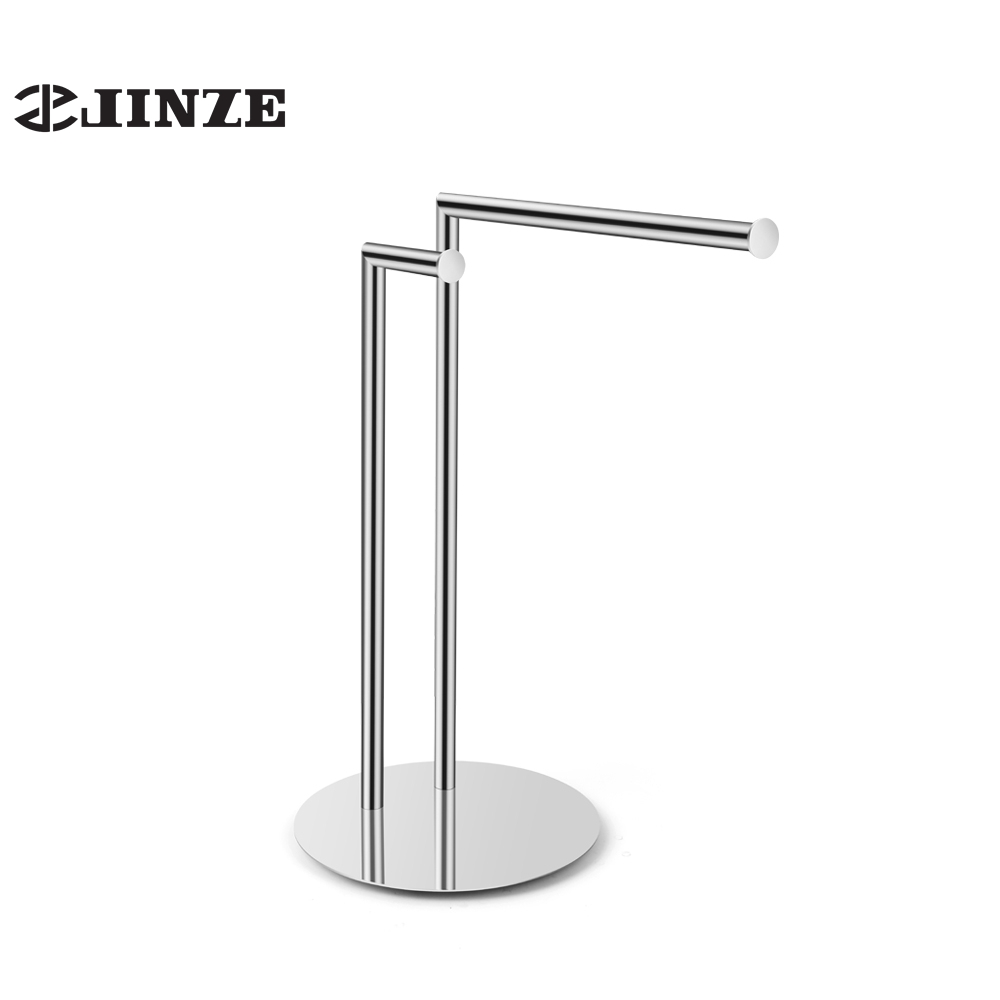 hotel bathroom Floor Standing Stainless Steel Double Pole Towel Rack single Standing towel holder