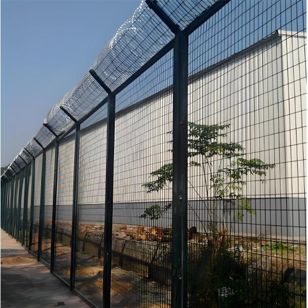Anti Theft PVC Coated Prison Metal Wire Mesh Fencing With Barbed Wire