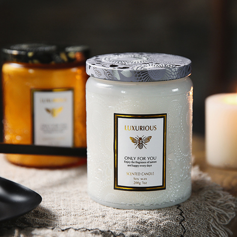 Tapered Vegan Soy Candles Scented 20cm Height In Amber Glass Jar