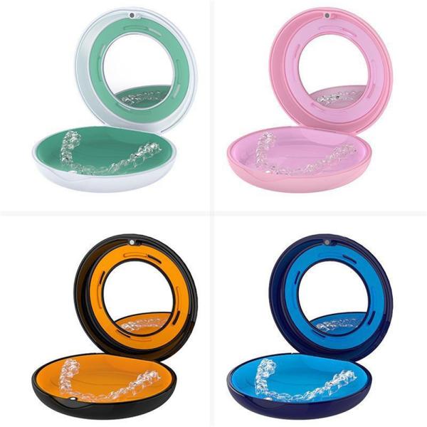 Dental Aligner And Retainer Case Pink Retainer Holder Round Shape