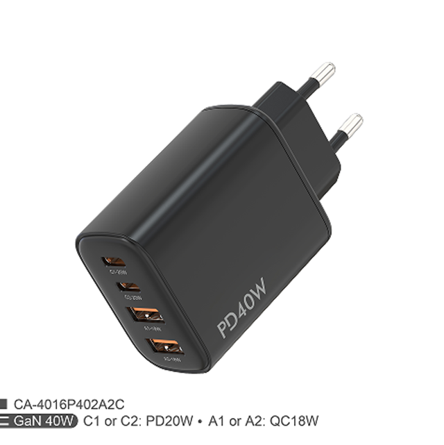 40W PD+QC Dual Fast Charger,US Foldable Plug,5V3A/9V2A/12V1.67A Multi-Voltage Output, iPhone/Android Compatible Color Box