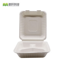 8inch Clamshell Biodegradable Packaging Bagasse Food Container Disposable