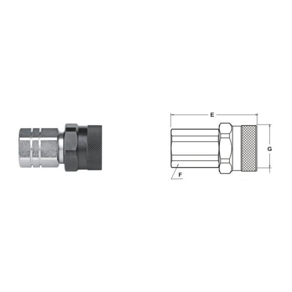 Steel Flat Face Hydraulic Coupling QKEP-SF Series Zinc With Clear Trivalent Chromate