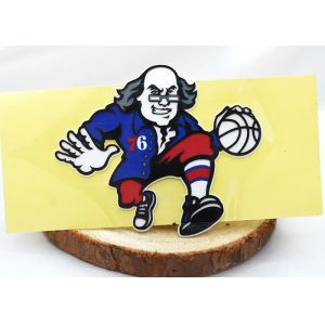 Custom Silicone Labels Cartoon Garment Patches Old Man Playing Basketball