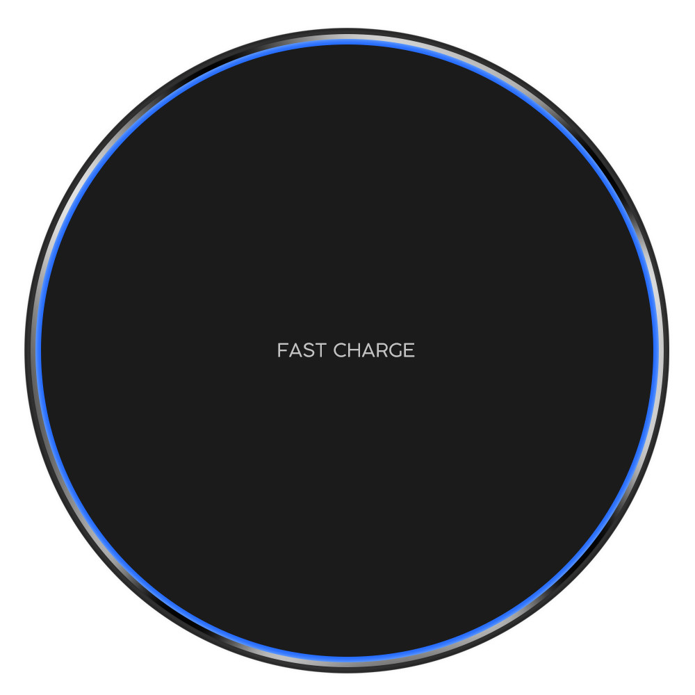 Black 10W Qi Wireless Charger Pad LED Light For Iphone Xs Max