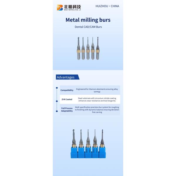 CNC Titanium Axis Dental Burs Tungsten Steel Multi Flute Helical Groove Diamond Burs