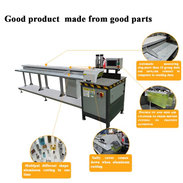 Automatic measuring aluminum cutting machine operation view