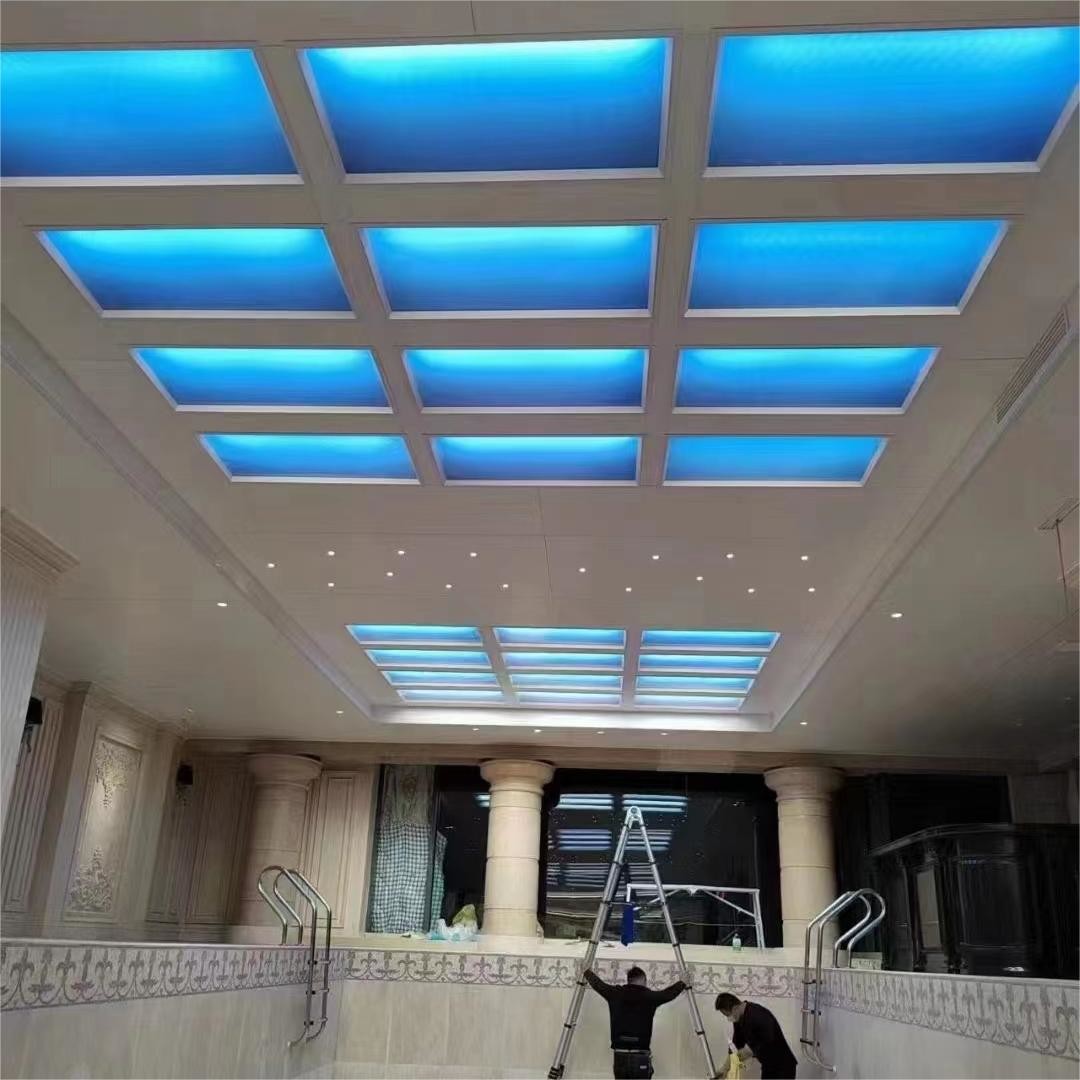 Topsung new upgrade wholesale price smart sunshine light sky 2x4 led flat panel lights blue sky cloud