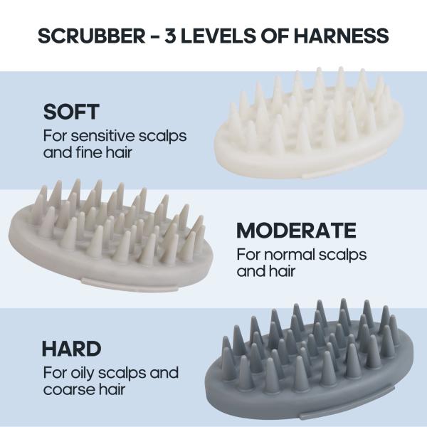 3 Interchangeable Scrubber Scalp Massager Pink Hair Washing Scalp Brush
