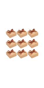 Square Brown Kraft Boxes Heavy Duty Paper Gift Box With Clear Windows 3.3x3.3x1.2 For Party Favor Treats, Bakery