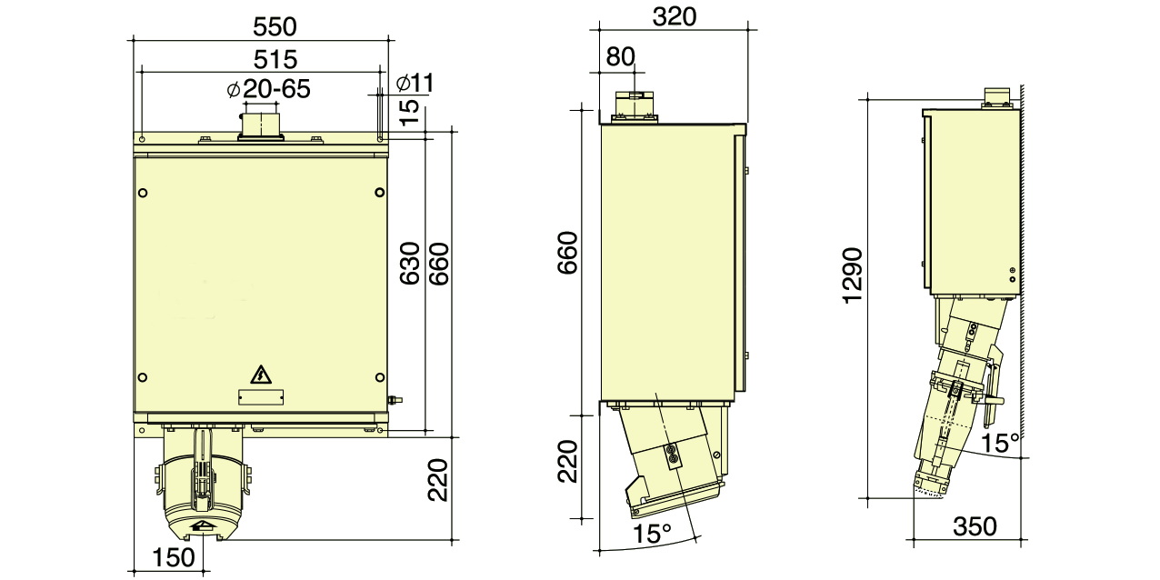 PowerSyntax 5P 630 Amp 400V IP67 Heavy Duty High Current Built-in Terminal Wall Mounted Receptacle Part No. 75151