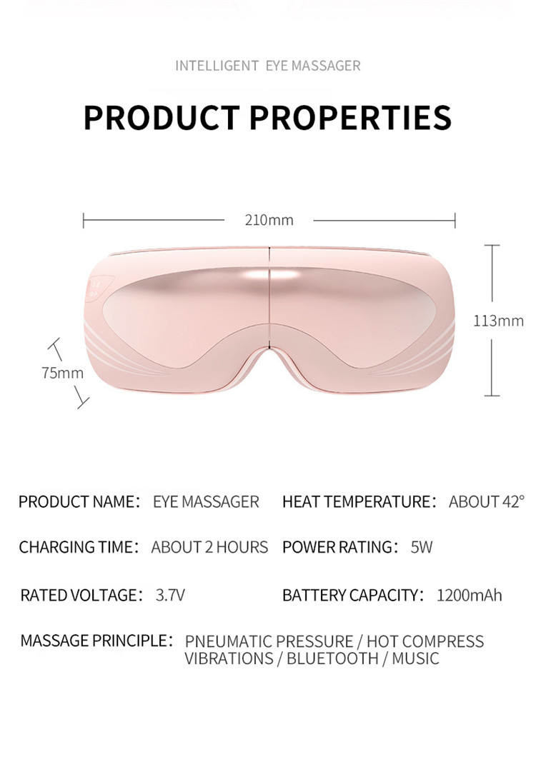 Eye Massager with Heat- Optional Music-Customizable Eye Massage Machine for Fatigue Relief-Dry Eyes & Better Sleep