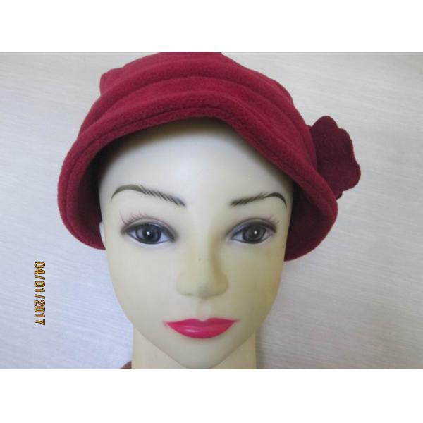 Popular double layer flleece hat--ladies--red color without lining