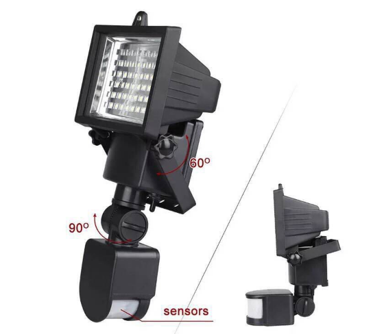 SMD2835 60 LEDS Solar Powered Led Security Light Motion Detector Easy Installation
