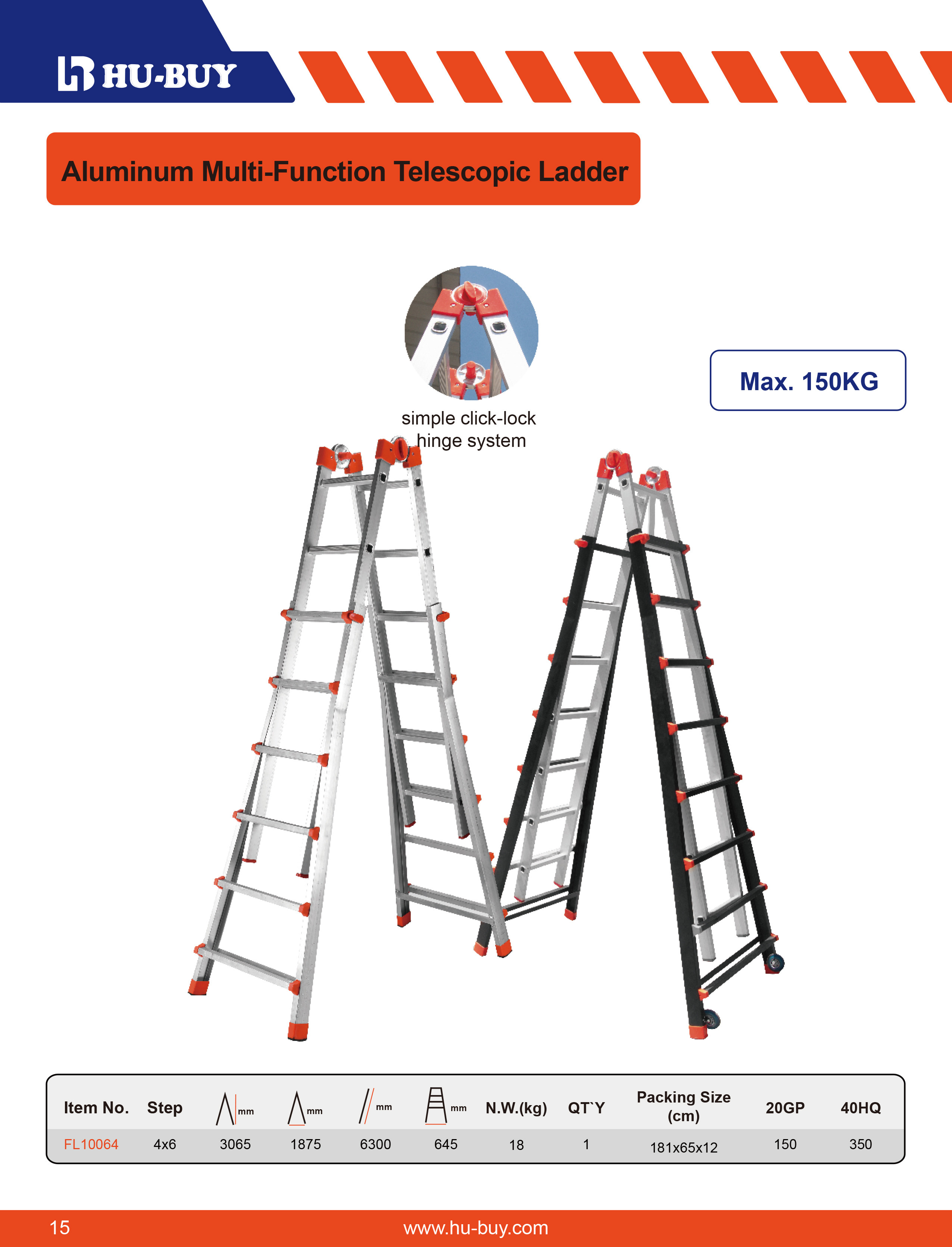 Professional 4x6 Lightweight Aluminum Ladder 90 Degree With Wide Flared Legs