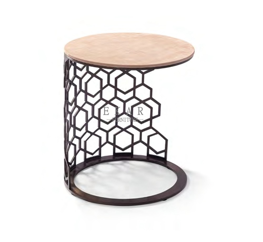 Round Living Room Modern Side Metal End Table W003H6B