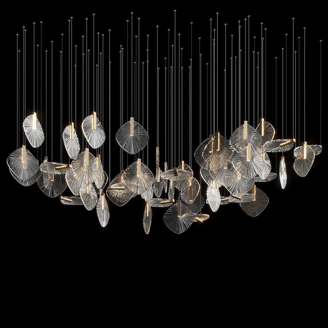 Off-Standard Custom Whole House Chandelier Glass Disc Metal Art Piece Lights