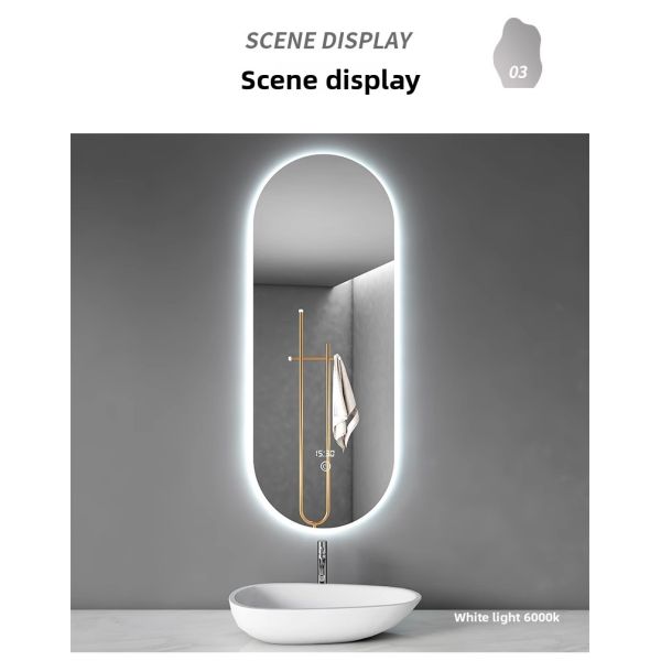 Elegant Modern Luxury LED Anti-Fog Bathroom Mirror Vertical Wall Mount with Touch Switch for Hotels Apartments Villas Hot Seller
