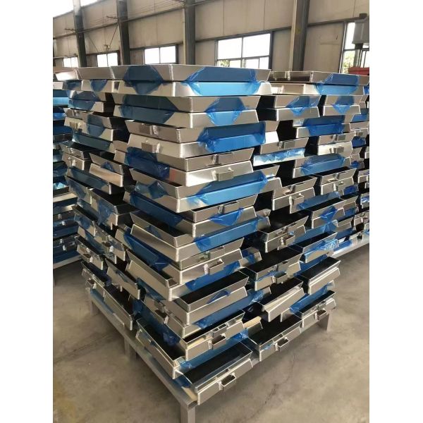 Custom Design Spot Welding Recyclable Food Grade Rectangle Aluminum Seafood Container Freezing Tray with Lids
