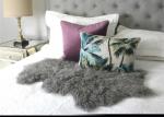 Hide Pelt Grey Bedroom Sheepskin Rugs 100% Mongolian Lamb Fur With Long Hair