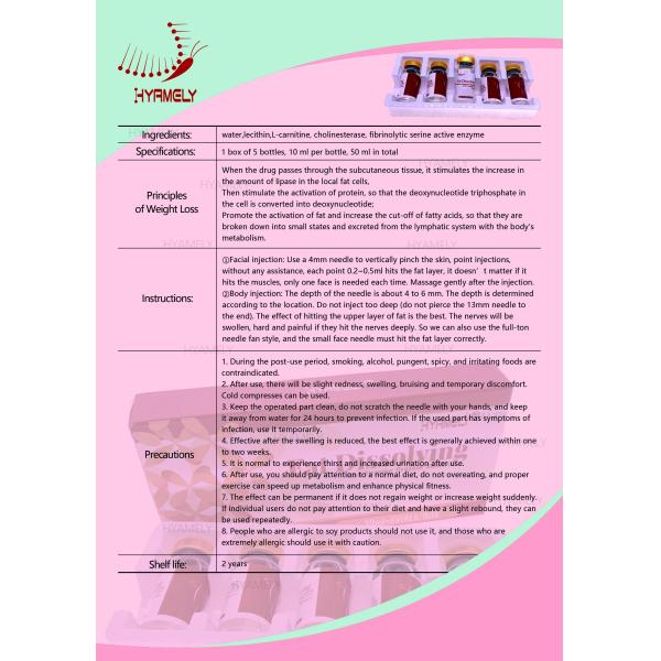 Weight Loss Injection Lipolysis Solution For Fat Dissolving