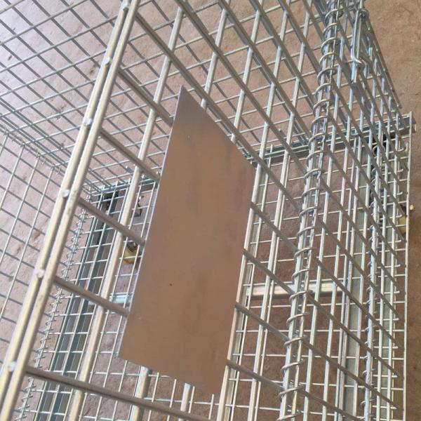 Close-up view of galvanized storage cage structure