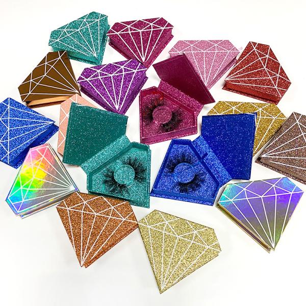 OEM Magnetic Triangle Shape Lash Packaging Box Glitter Cardboard
