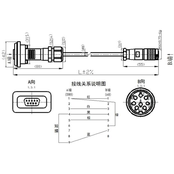 Plastic AISG Connector Cable Assembly D-SUB IP68 PA66 UL94V-0 Black Color