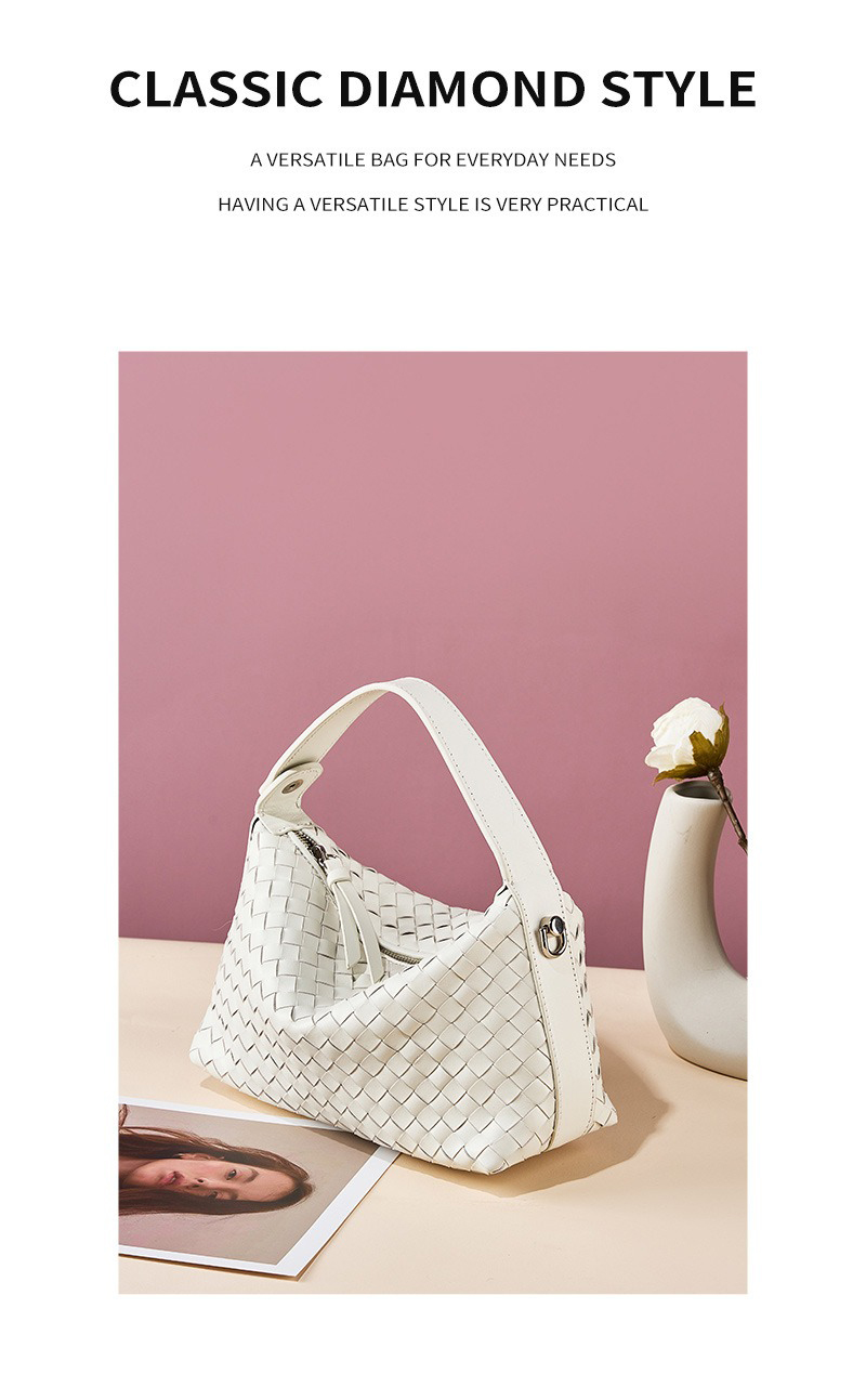 Other Pattern Type Genuine Leather Woven Purses For Ladies Chain Shoulder Messenger Bag