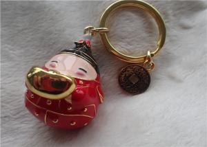 Quality Chinese Style Ceramic Fat Baby Gold Ingot Key Chain In Red Coat wholesale