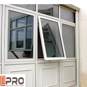 French Vertical Aluminium Double Glazed Awning Windows With Powder Coating