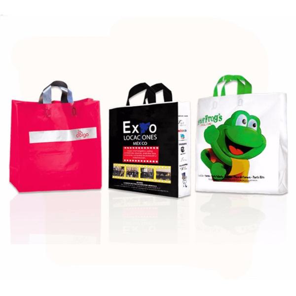 LDPE / HDPE Plastic Custom Logo Reusable Shopping Bags For Stationery Store