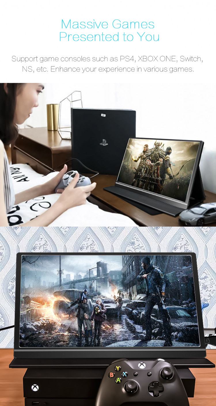178 Degree Viewing Angle Ultra Light 15.6inches IPS Portable Monitor