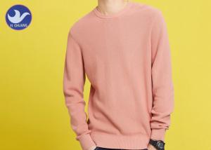 China Computer Knitting Men's Knit Pullover Sweater Pink Trendy Jumper For Spring / Autumn on sale