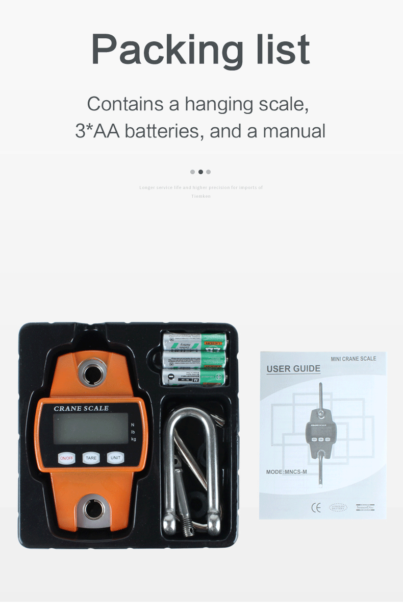 LED Display LCD Electronic Weighing Scale Heavy Duty 300kg Hanging Crane Scales with OEM and ODM Customization Support