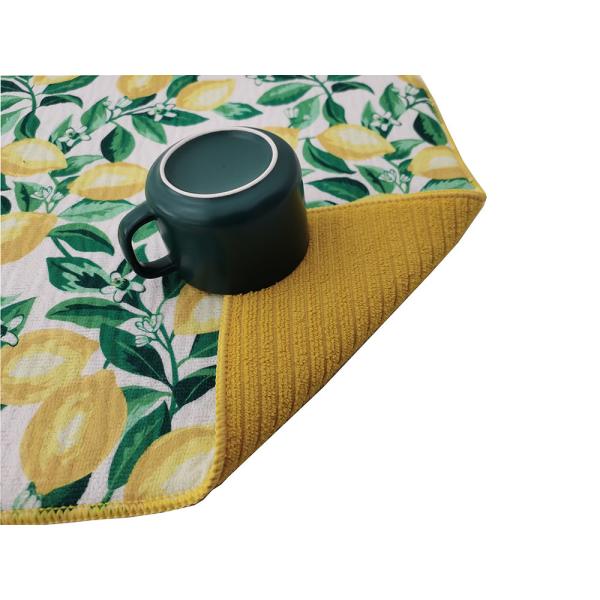 Wahsable Absorbent 38x50cm Round Corner Polyester Dish Drying Mat Sponge Pad