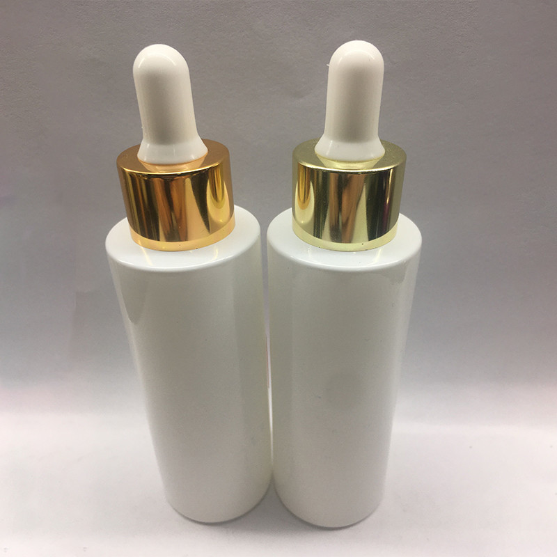 In Stock Retail 60ml Popular Design Dropper Bottle Glass 1 Pc Piece Sell White Bottle Golden Collar & White Dropper