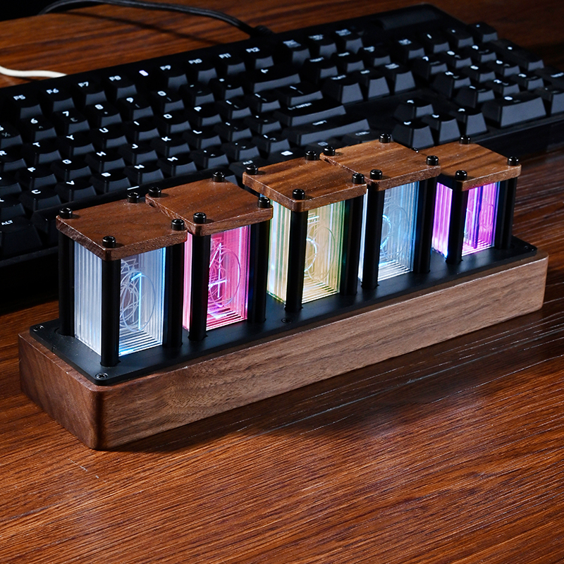 RGB Electronic Glow LED Tube Light Clock Square Shape