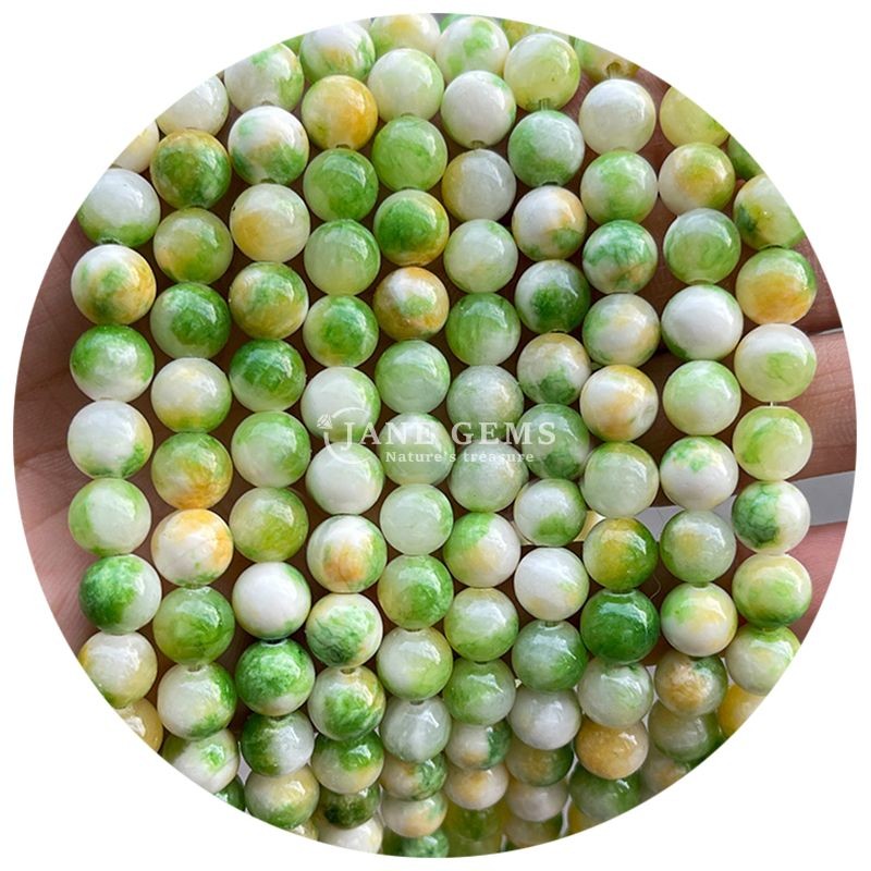 Wholesale Natural Crystal Gemstone Round Chalcedony Beads Jade Round Loose Bead Accessories for DIY Bracelet Necklace