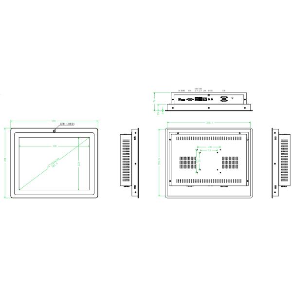 15 Inch Embedded Touch Panel PC With Camera 2 COM RS232 And 2 USB3.0 Ports
