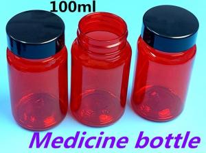 Quality 100ml Red Low MOQ PET Plastic Pill Bottles Empty Custom Plastic Vitamin Pill Capsule Bottle with Screw Cap Flip Top Cap wholesale