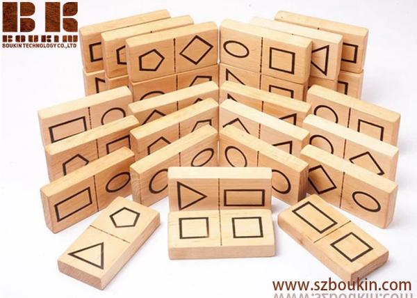 Cheap Wooden domino game geometric shape dominoes eco friendly toy kids wooden toys waldorf toy 9 X 4,5 X 1,5 cm for sale
