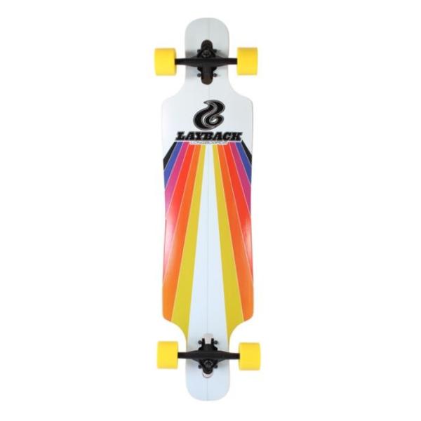 Layback Longboards Sunstripe Drop-Through White Longboard Complete Skateboard -