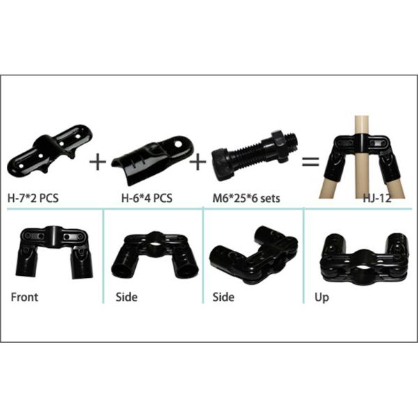 Glossy Surface Black Metal Pipe Connectors , 28mm Diameter Black Pipe Fittings
