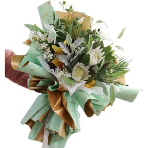 Quality Gold Printed Florist Wrapping Paper 58x58cm Metallic Style wholesale